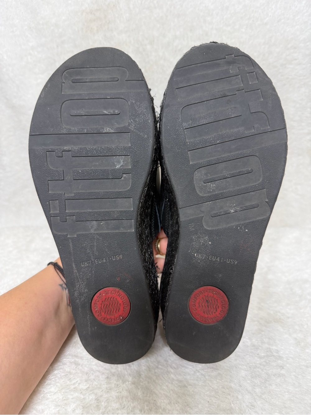 FitFlop Eloise Espadrille Wedge Slide Platform Sandals Black size 9 - Picture 13 of 16